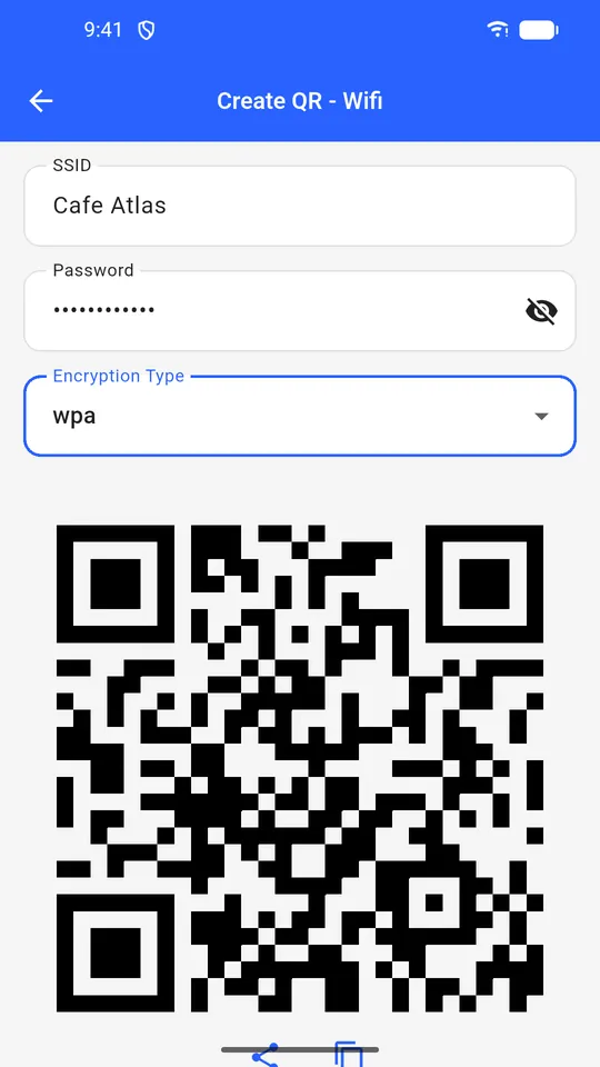 WiFi QR code being created from a short form